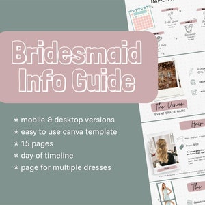 Cartes détaillées de demoiselle d'honneur | Guide d'informations sur les demoiselles d'honneur | PowerPoint de demoiselle d'honneur | Modèle numérique Canvas | Imprimable/Modifiable | Planification de mariage