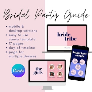 Kaarten met bruidsmeisjesdetails | Informatiegids bruidsmeisjes | Powerpoint bruidsmeisje | Digitale canvassjabloon | Afdrukbaar/bewerkbaar | Gesplitste kleur