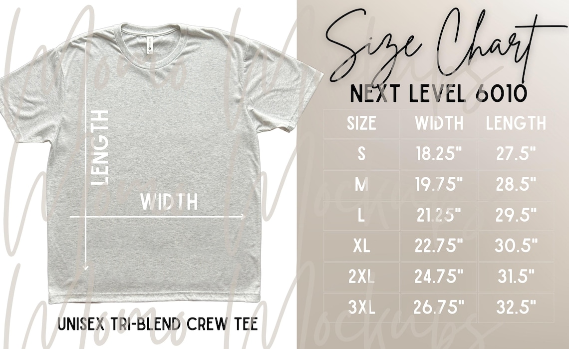 Next Level 6010 Size Chart, Next Level Sizing, Next Level Sizing Guide