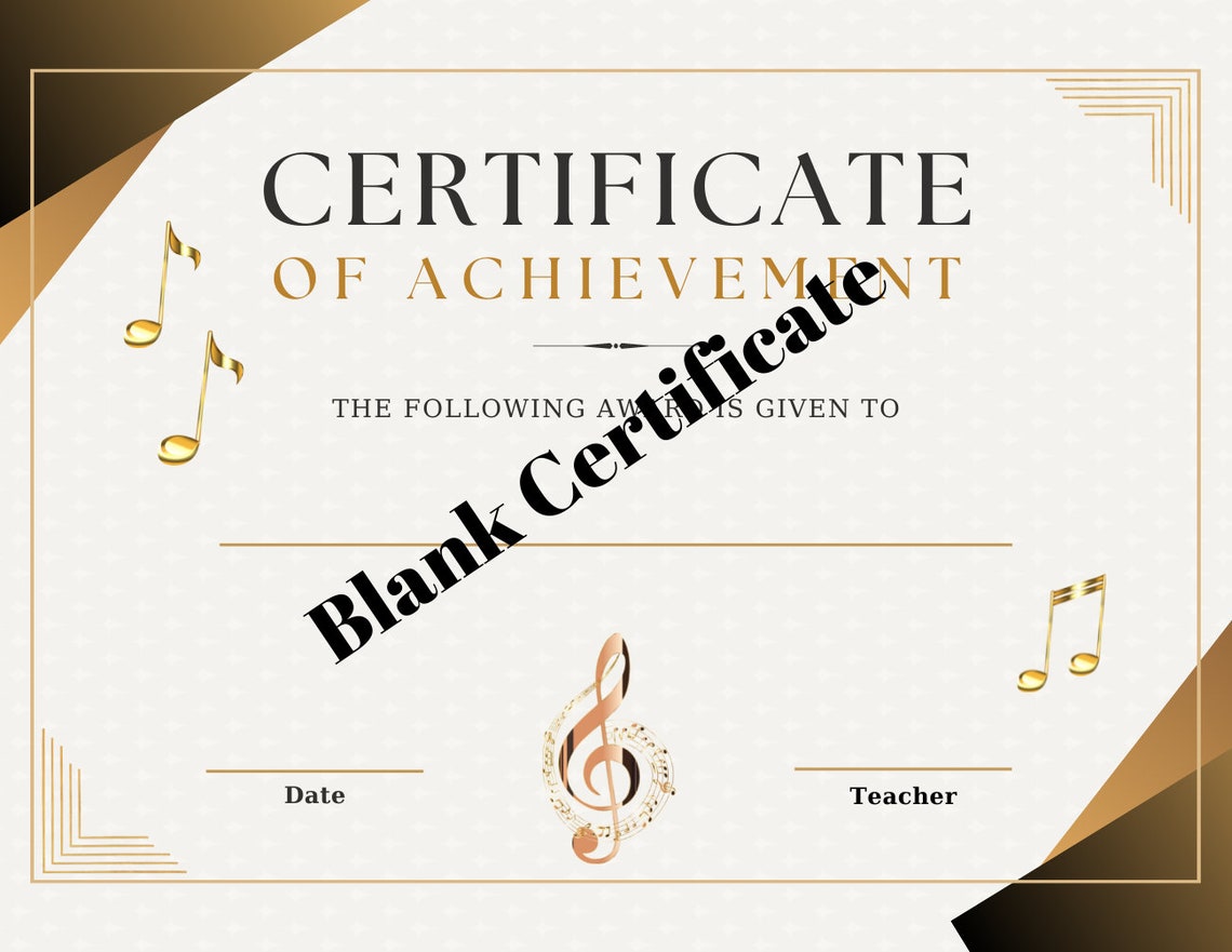 Certificate of Achievement, Music Recital, Customize Template, Digital