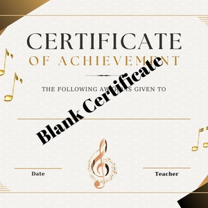 Certificate of Achievement, Music Recital, Customize Template, Digital Download Certificate, Printable Music Certificate, Music Teachers image 2