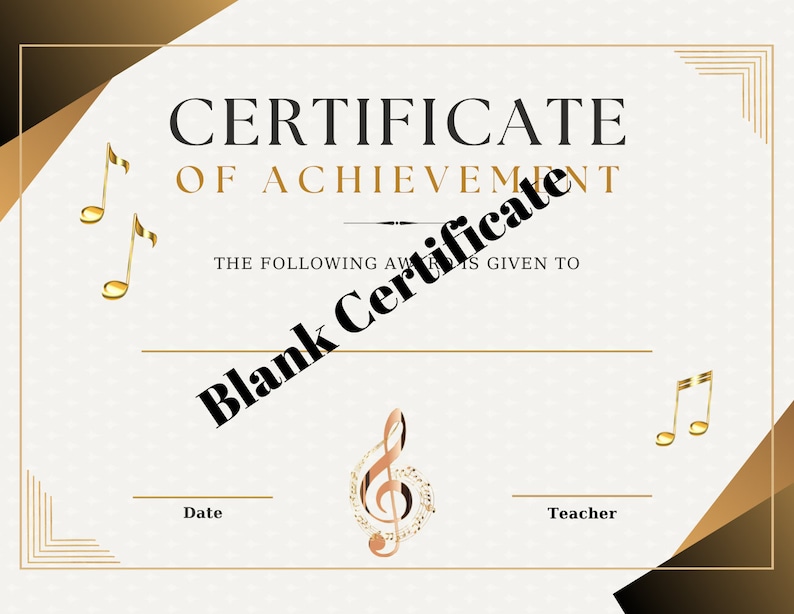 Certificate of Achievement, Music Recital, Customize Template, Digital Download Certificate, Printable Music Certificate, Music Teachers image 2