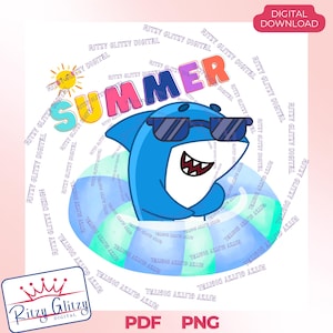 Zomers haaienontwerp | Digitale download | PNG/pdf-bestand