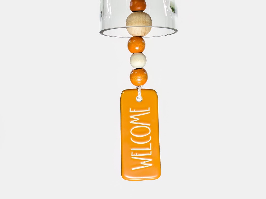 Clear Wine Bottle Wind Chime Orange and Wood Beads Etsy