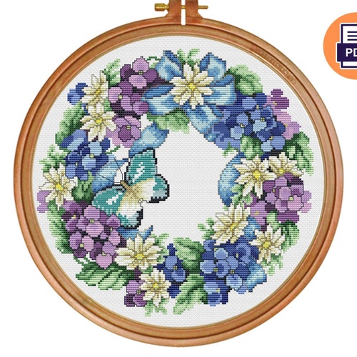 Hydrangea Cross Stitch Pattern Modern Cross Stitch Pattern - Etsy