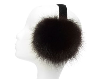 Black Fox Fur Earmuffs