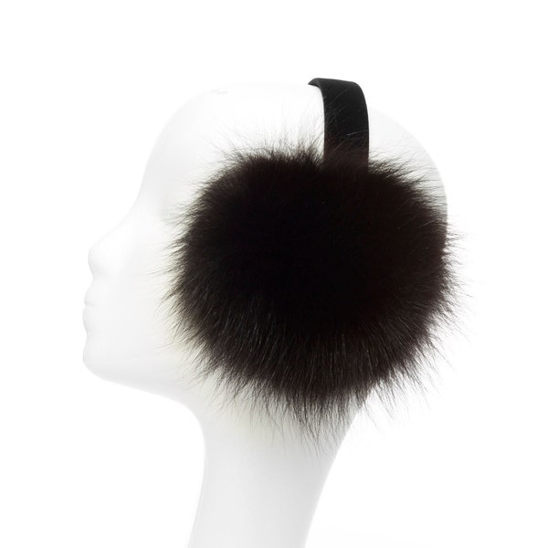 Black Fox Fur Earmuffs