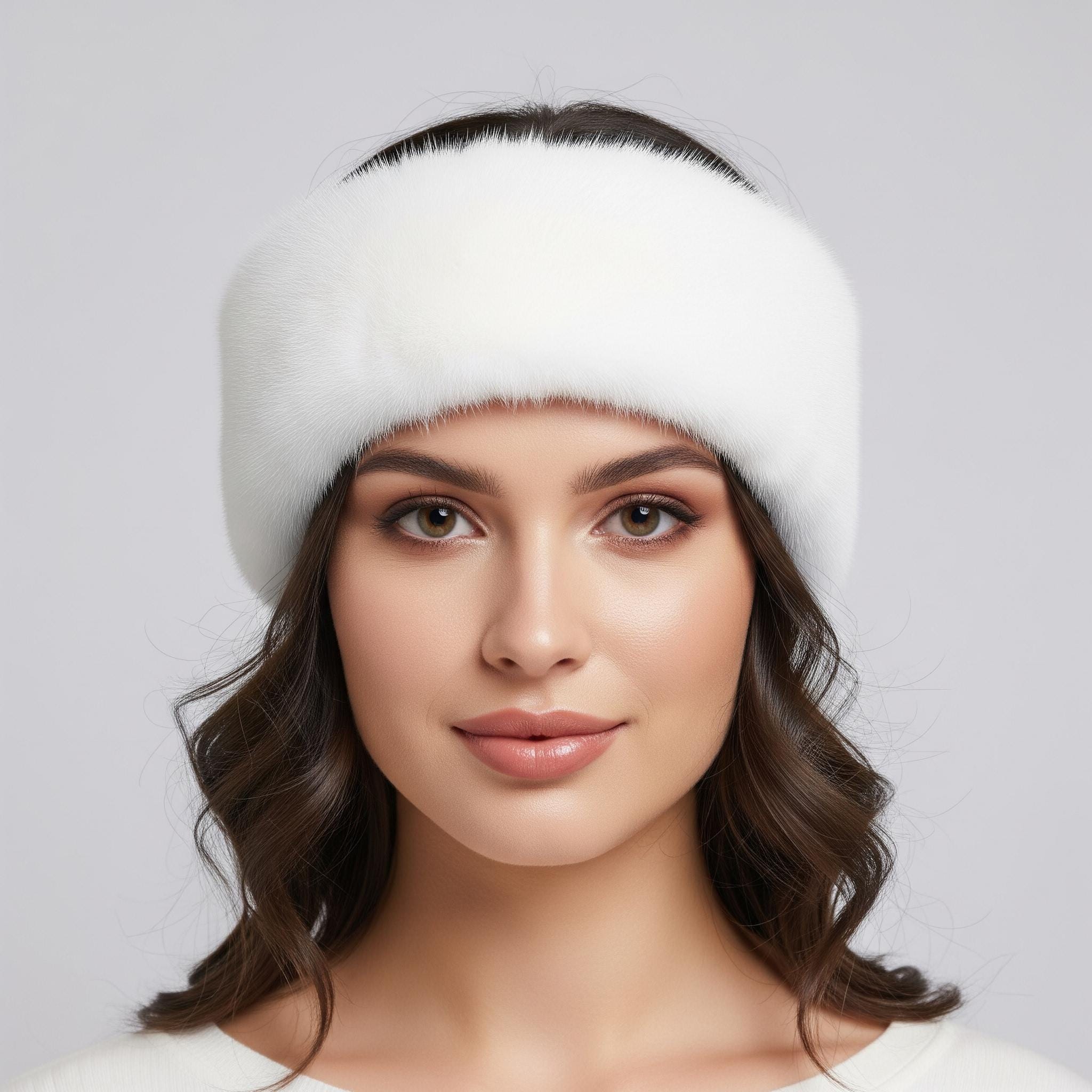 Mink headband Velcro closure The double-sided fur headband features a Velcro-adjustable  main image 4