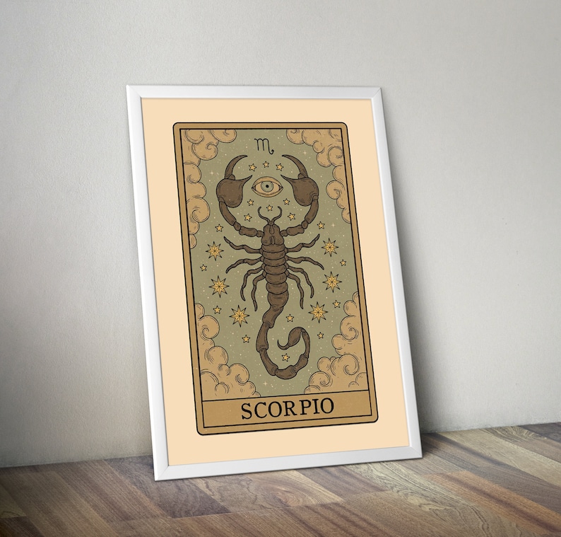 Scorpio Tarot Card Tarot Posters Tarot Home Decor Astrologicial Zodiac