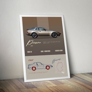 Porsche 944 1982  Turbo Vintage Styled Wall Art  Beat the Traffic Home REIMAGINED  Wall Decor Car Poster  Funny Porsche Ads
