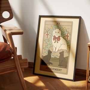 du Tarot des chats du Jugement dernier | Impressions d'art de cartes de tarot sur le thème des chats | Poster imprimable déco pour les amoureux des chats
