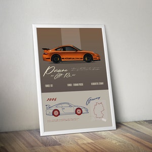 Porsche 911 GT3 RS 997  Turbo Vintage Styled Wall Art  Beat the Traffic Home REIMAGINED  Wall Decor Car Poster  Funny Porsche Ads