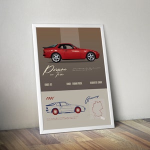 Porsche 944 Turbo 1985  Turbo Vintage Styled Wall Art  Beat the Traffic Home REIMAGINED  Wall Decor Car Poster  Funny Porsche Ads