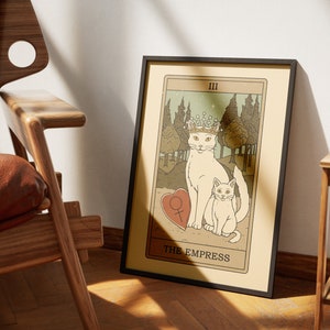 Les affiches de tarot des chats de l'impératrice | Impressions d'art de cartes de tarot sur le thème des chats | Poster imprimable déco pour les amoureux des chats