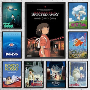 Studio Ghibli Poster Spirited Away Art Howl&#39;s Moving Castle  Totoro poster Kiki&#39;s Art Ghibli Fan Gift Hayao Miyazaki Poster Ghibli Decor