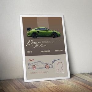 Porsche 911 GT3 RS 991  Turbo Vintage Styled Wall Art  Beat the Traffic Home REIMAGINED  Wall Decor Car Poster  Funny Porsche Ads