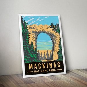 Mackinac National Park Poster National Park Print Nationalpark Geschenk Wandern Wandkunst