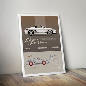 Porsche Boxster Spyder 987 Art Print: Turbo Vintage Car Poster