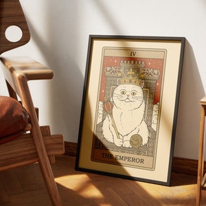 Les affiches de tarot des chats empereur | Impressions d'art de cartes de tarot sur le thème des chats | Poster imprimable déco pour les amoureux des chats