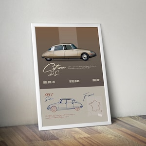 Arte de pared de estilo vintage Citroën DS Turbo Vencer el tráfico Decoración de pared REIMAGINADA para el hogar Póster de coche Anuncios divertidos de Citroën