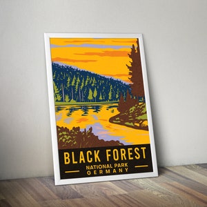 Schwarzwald Nationalpark Poster Nationalpark Drucke Deutschland Nationalpark Wandern Wandkunst Nationalpark Poster Vintage