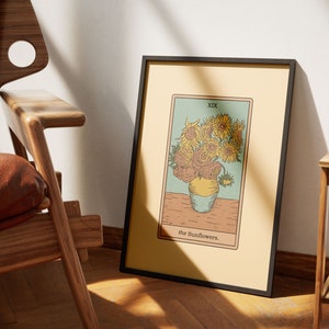 Les affiches de tarot des tournesols | Décoration d'intérieur du tarot | Art mural tarot affiche imprimable carte de tarot