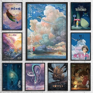 Studio Ghibli Poster Spirited Away Art Howl&#39;s Moving Castle  Totoro poster Kiki&#39;s Art Ghibli Fan Gift Ghibli Decor Hayao Miyazaki Poster