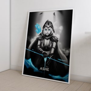 Ashe League of Legends  League of Legends Poster the Frost Archer LoL Poster Gaming Poster Gamer Room Decor Home Decor Wall Art