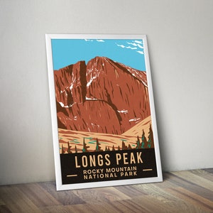 Longs Peak Poster Nationalpark Poster Nationalpark Geschenk Nationalpark Poster Vintage Rocky Mountain Nationalpark