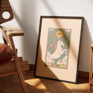 Plakaty z kartami tarota El Sol | Dekoracje do domu z kartami tarota | Sztuka ścienna z kartami tarota Wydrukowany plakat z kartami tarota