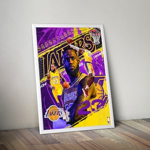 LeBron James Jersey Art  Los Angeles Lakers   Wall Art  Home Decor Basketball Poster  Canvas Print NBA Poster