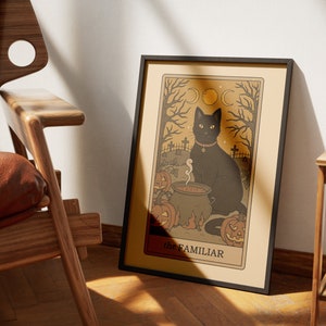 Les affiches de tarot des chats familiers | Impressions d'art de cartes de tarot sur le thème des chats | Poster imprimable déco pour les amoureux des chats