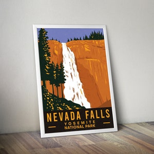 Nevada Falls Poster Nationalpark Drucke Nationalpark Geschenk Wandern Wandkunst Yosemite Nationalpark