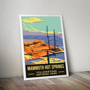 Mammoth Hot Springs Poster Nationalpark Yellowstone Nationalpark Geschenk Wandern Wandkunst Nationalpark Plakat Vintage Yellowstone Nationalpark Plakat