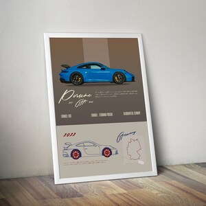 Porsche 911 GT3 992 2022  Turbo Vintage Styled Wall Art  Beat the Traffic Home REIMAGINED  Wall Decor Car Poster  Funny Porsche Ads