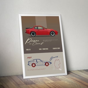 Porsche 924 Carrera GT  Turbo Vintage Styled Wall Art  Beat the Traffic Home REIMAGINED  Wall Decor Car Poster  Funny Porsche Ads