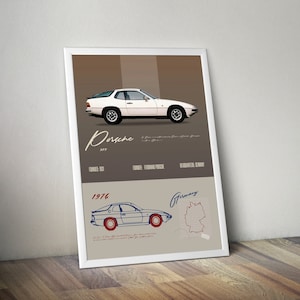 Porsche 924 1976  Turbo Vintage Styled Wall Art  Beat the Traffic Home REIMAGINED  Wall Decor Car Poster  Funny Porsche Ads