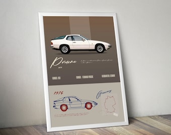 Porsche 924 1976  Turbo Vintage Styled Wall Art  Beat the Traffic Home REIMAGINED  Wall Decor Car Poster  Funny Porsche Ads