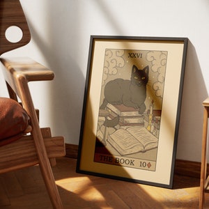 Posters du tarot des chats du livre | Impressions d'art de cartes de tarot sur le thème des chats | Poster imprimable déco pour les amoureux des chats