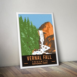 Frühlingshafte Herbst-Plakat Nationalpark Drucke Nationalpark Wandern Wandkunst Nationalpark Plakat Weinlese Yosemite Nationalpark