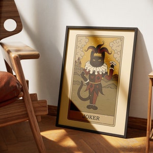 Posters de tarot de chats de chat de joker | Impressions d'art de cartes de tarot sur le thème des chats | Poster imprimable déco pour les amoureux des chats
