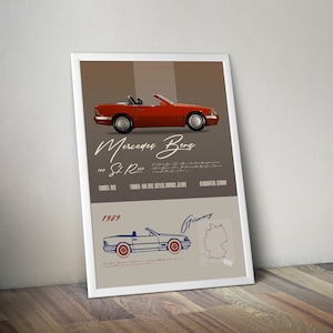 Mercedes Benz 300 SL R129  Turbo Vintage Styled Wall Art  Beat the Traffic Home REIMAGINED  Wall Decor Car Poster  Funny Mercedes Benz Ads