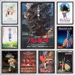 Studio Ghibli Poster Howl&#39;s Moving Castle Spirited Away Art Totoro poster Kiki&#39;s Art Ghibli Fan Gift Hayao Miyazaki Poster Ghibli Decor