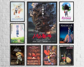 Studio Ghibli Poster Howl&#39;s Moving Castle Spirited Away Art Totoro poster Kiki&#39;s Art Ghibli Fan Gift Hayao Miyazaki Poster Ghibli Decor