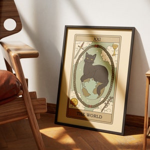 Les affiches de tarot des chats du monde | Impressions d'art de cartes de tarot sur le thème des chats | Poster imprimable déco pour les amoureux des chats