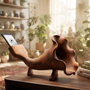Handmade Ceramic Phone Stand | Sculptural Pottery Decor