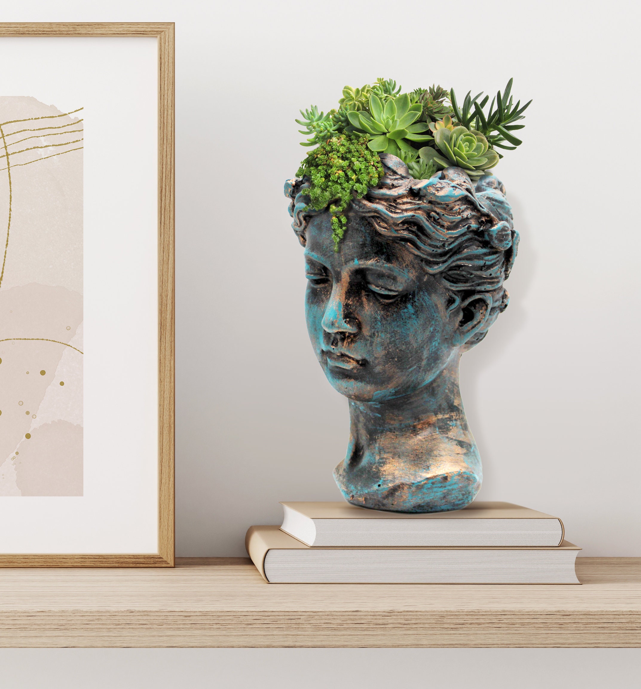 Quirky Decorative Indoor Head Plant Pot, Face Planter, Succulent Pot, Quirky Vase, Unusual / Unique Head Planter, Suitable for Outdoor Use