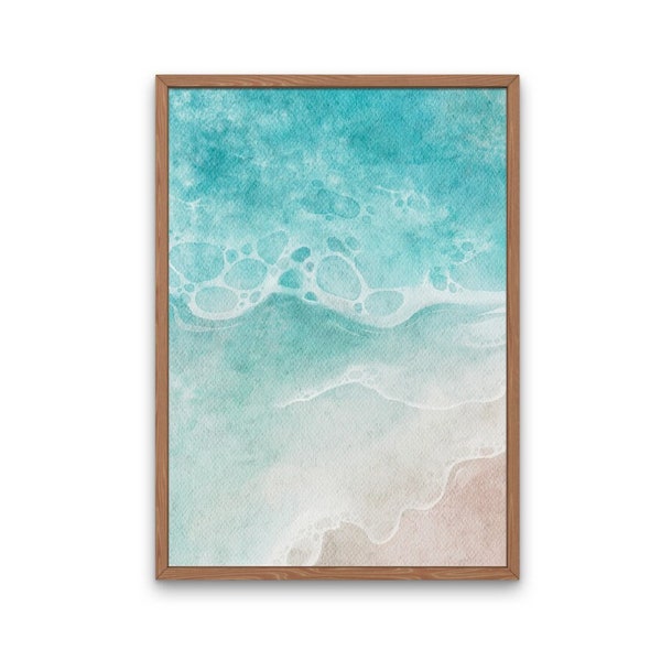 Beach Print, Printable Wall Art, Beach Print Ariel, Watercolor Brush, Hamptons Beach House Style Decor, Instant Digital Downloadable,