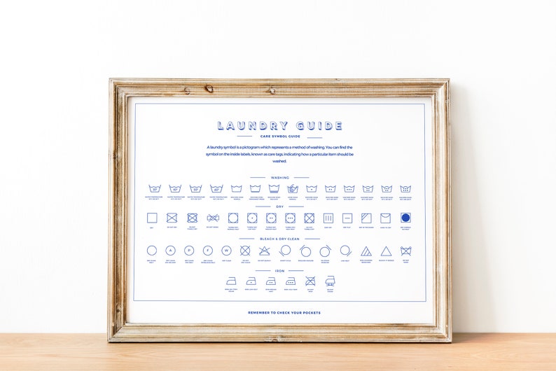 Guía de símbolos de cuidado de la lavandería, conjunto de 2, impresión horizontal de letreros de lavandería, impresión de arte del baño, póster minimalista, descarga digital imprimible imagen 4
