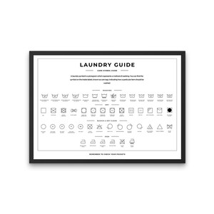 Guía de símbolos de cuidado de la lavandería, conjunto de 2, impresión horizontal de letreros de lavandería, impresión de arte del baño, póster minimalista, descarga digital imprimible imagen 7